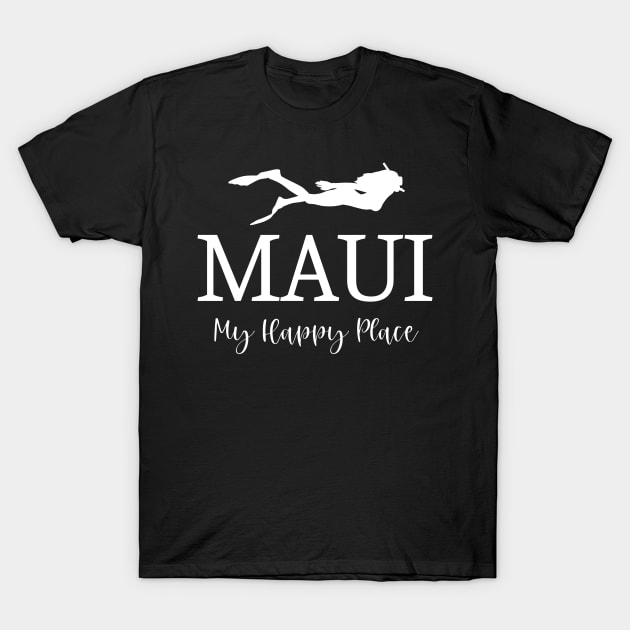 Maui – My Happy Place - Snorkeling Lover Design T-Shirt by BlueTodyArt